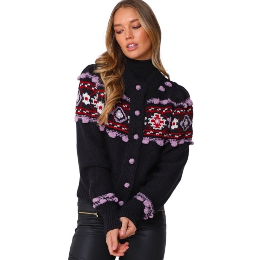Hayley Menzies Wool-Blend Intarsia Cardigan